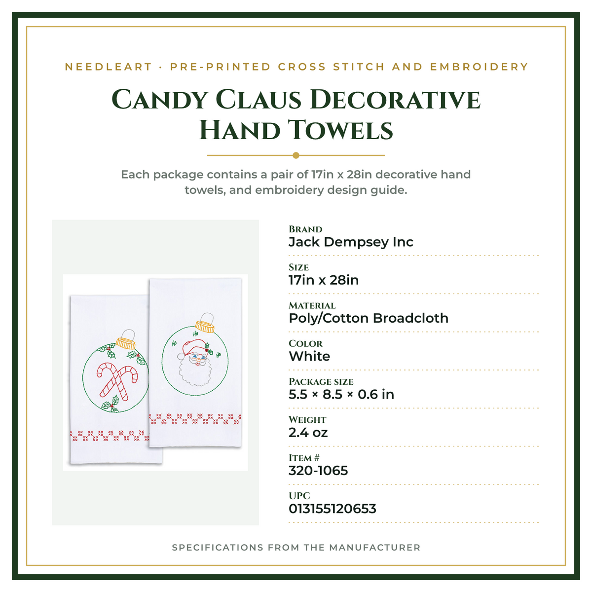 Product Specifications – Candy Claus Decorative Hand Towels