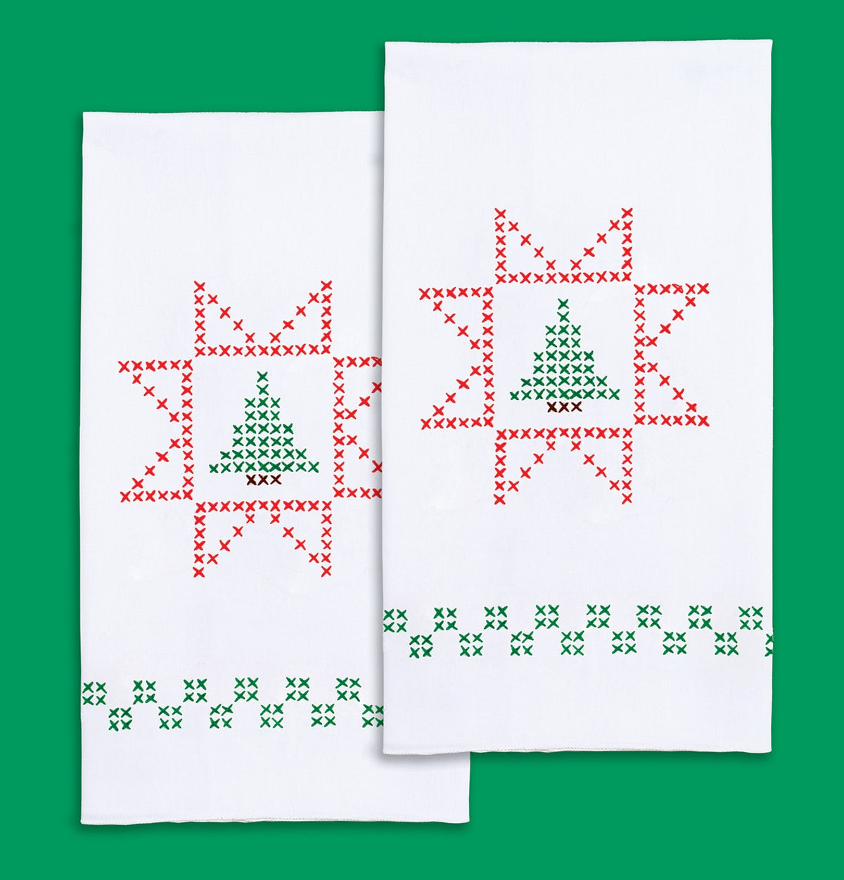 Cross-Stitch Christmas Tree Decorative Hand Towels