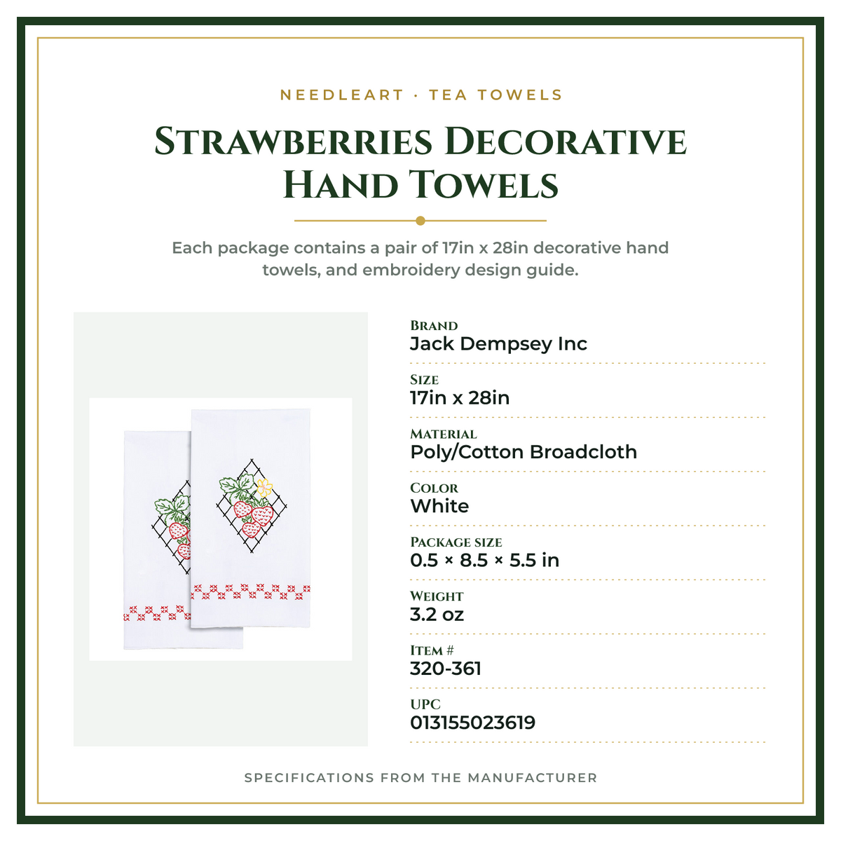Product Specifications – Strawberries Decorative Hand Towels