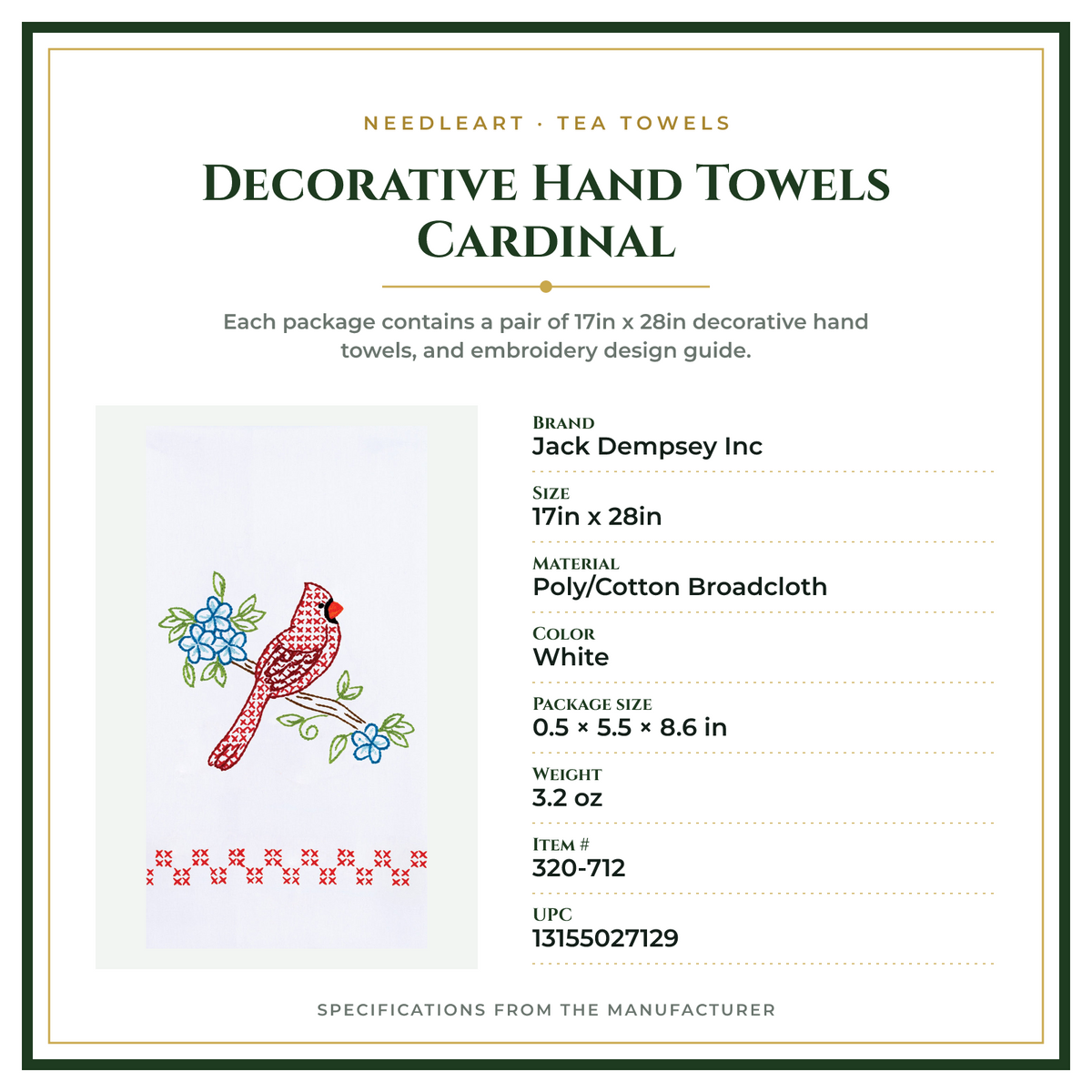 Product Specifications – Decorative Hand Towels Cardinal