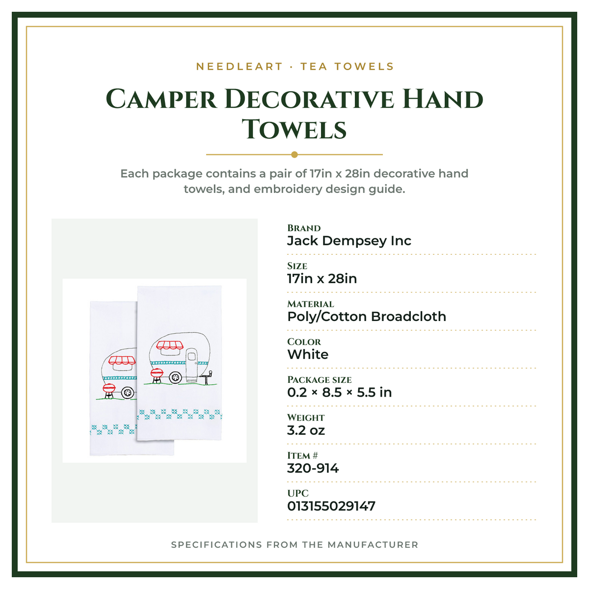 Product Specifications – Camper Decorative Hand Towels