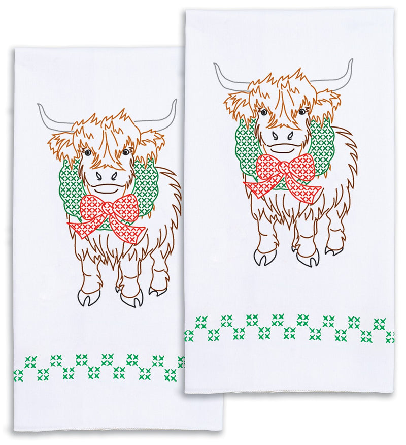 Highland Cow Christmas Decorative Hand Towels