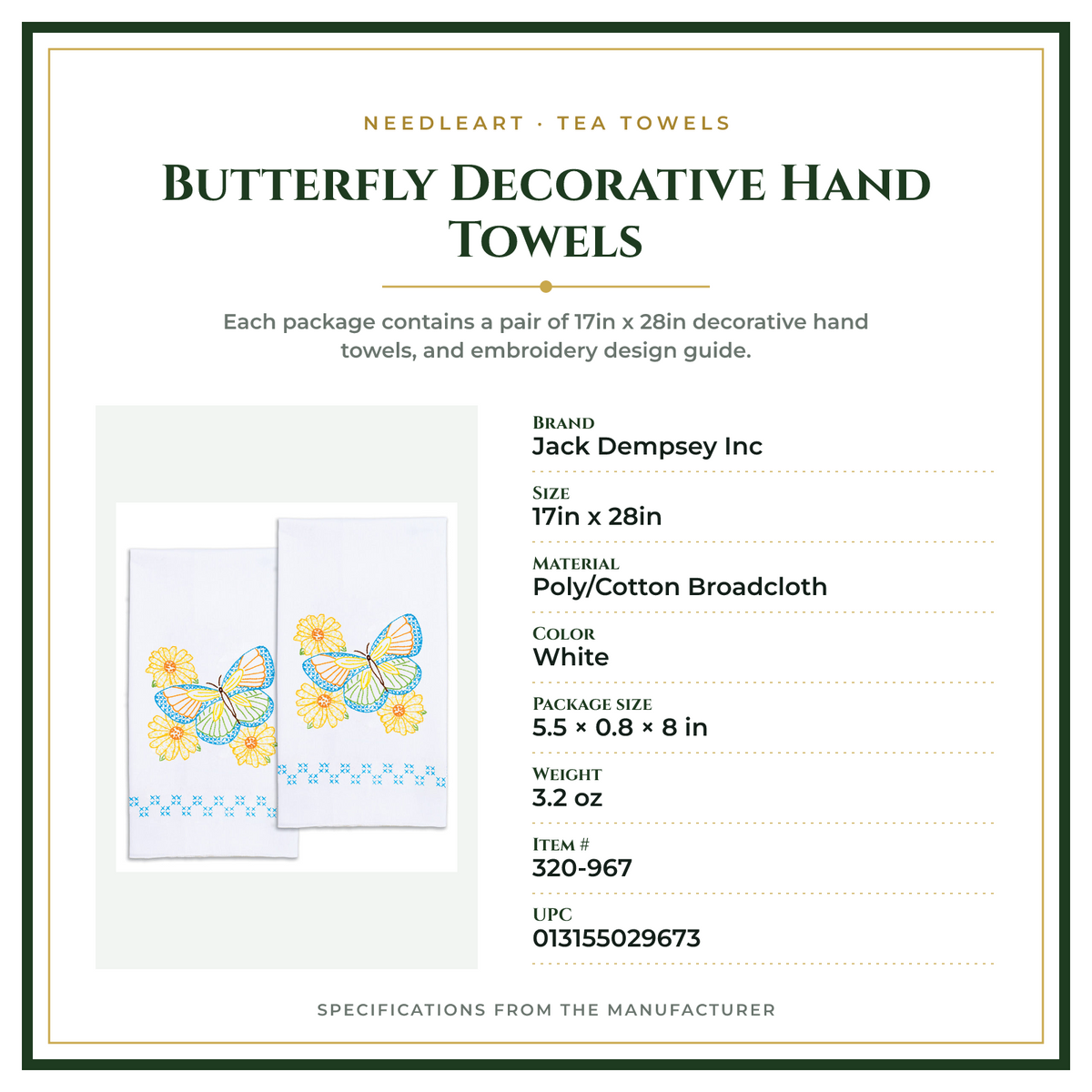 Product Specifications – Butterfly Decorative Hand Towels