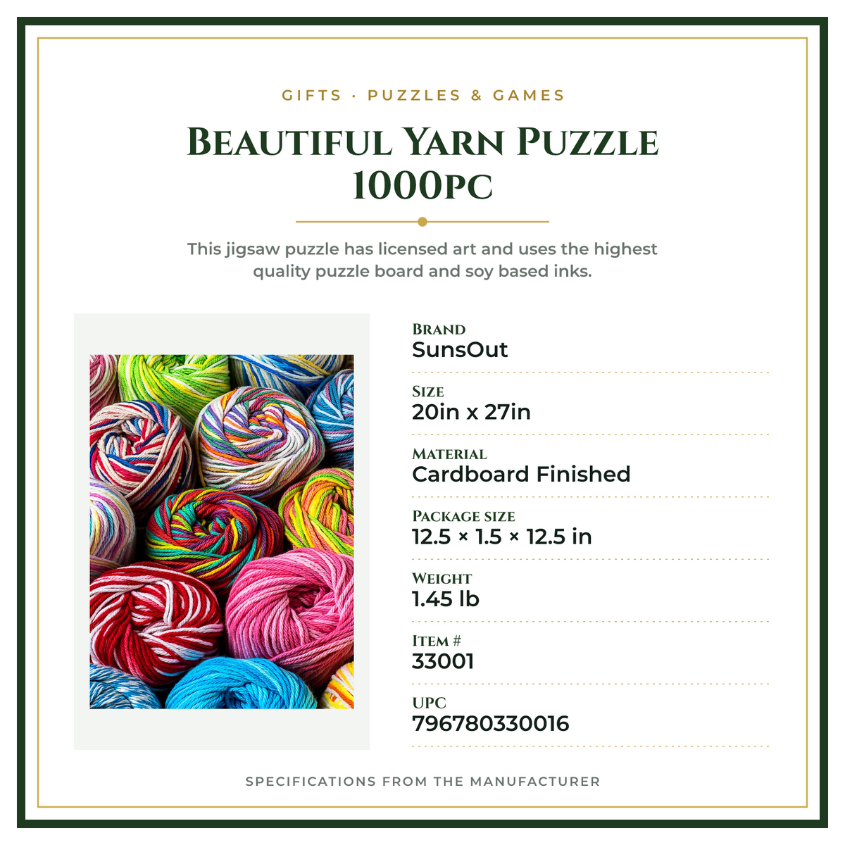Product Specifications – Beautiful Yarn Puzzle 1000pc
