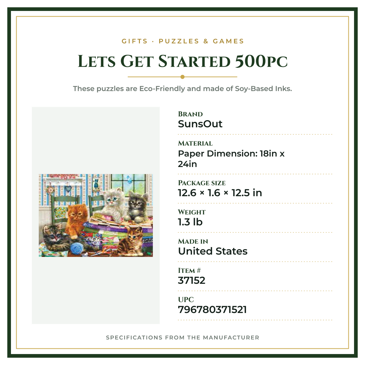 Product Specifications – Lets Get Started 500pc