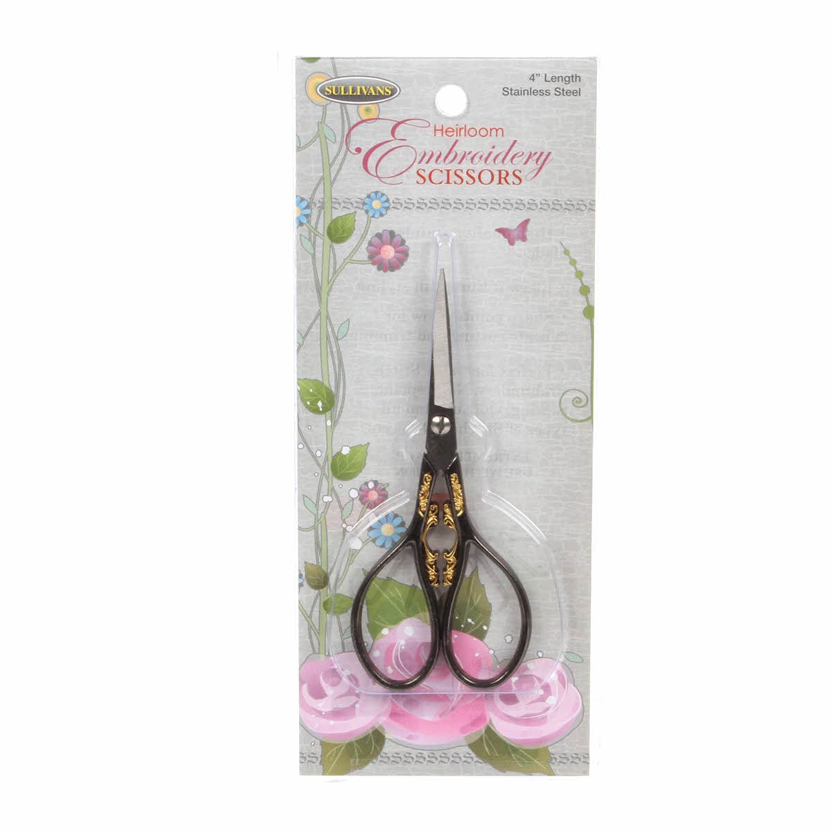 Gunmetal and Gold Teardrop Handle Heirloom Embroidery Scissors