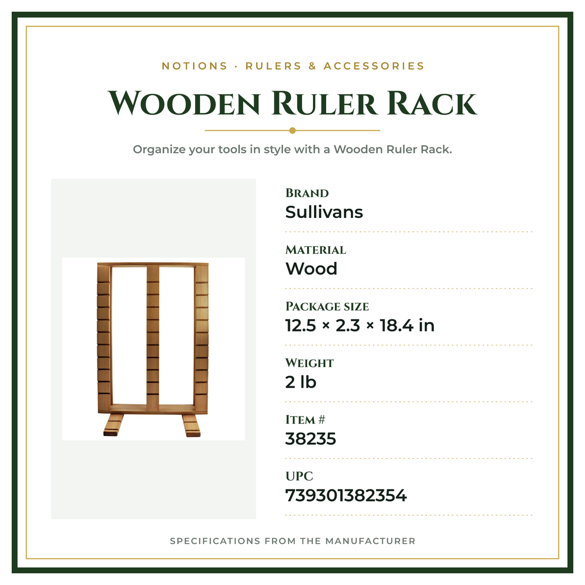 Product Specifications – Wooden Ruler Rack