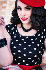 Boat Neck Top in Polka Dots