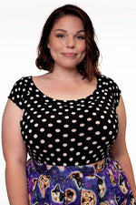 Boat Neck Top in Polka Dots