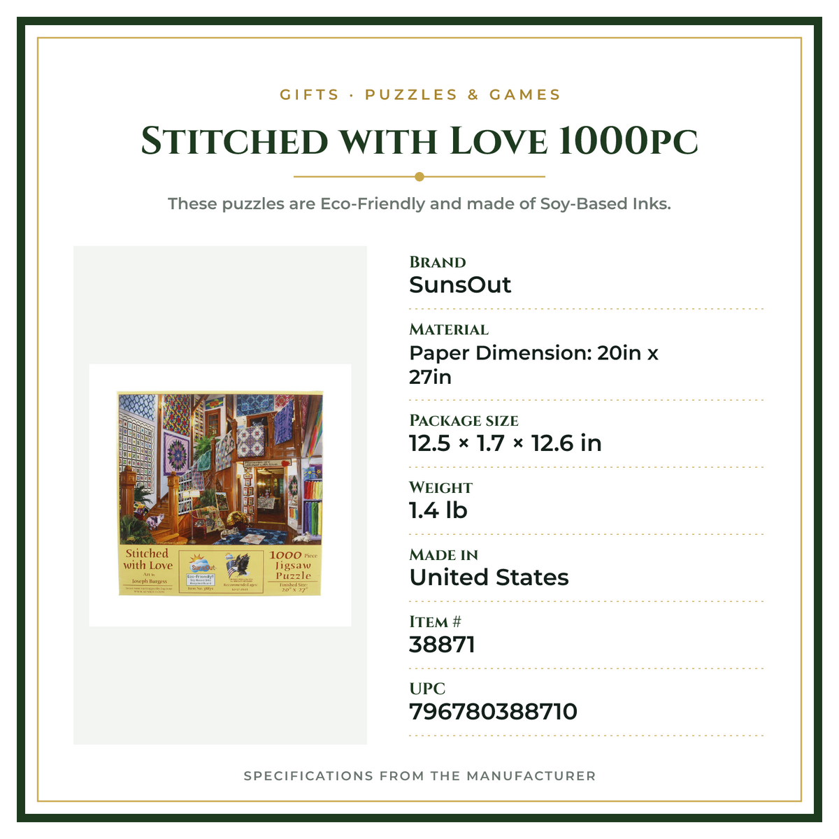 Product Specifications – Stitched with Love 1000pc