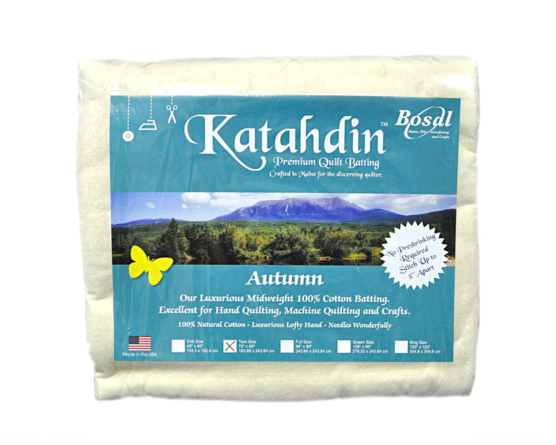 Katahdin Premium 100% Cotton Batting - Autumn 4oz - 72in x 90in