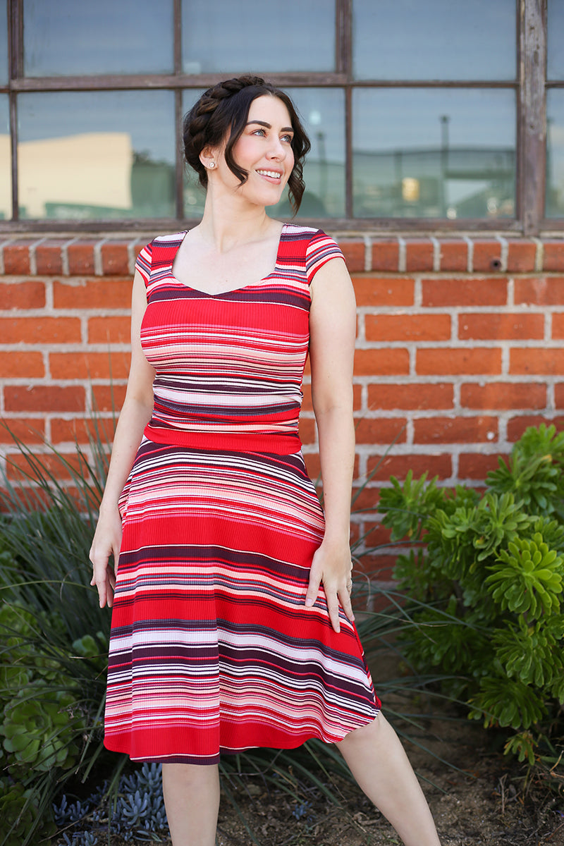 Amelia Dress in Retro Stripes - XS Only