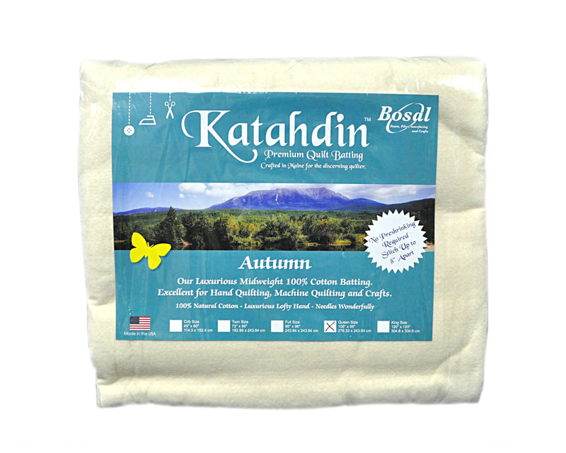 Katahdin Premium 100% Cotton Batting - Autumn 4oz - 108in x 90in