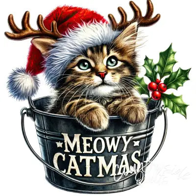 Meowy Christmas Fabric Panel 7