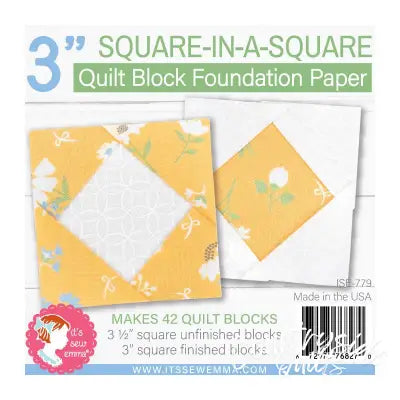 3in Square in a Square Quilt Block Foundation Paper
