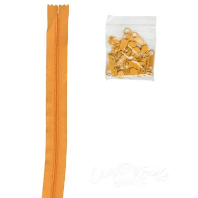 4 yards of 16mm #4.5 Zipper Chain and 16 Ex-Large Papaya