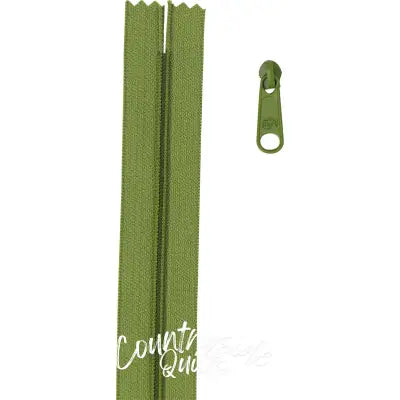 4 yards of 16mm #4.5 zipper chain and 16 Extra-Large Coordinated Pulls Olive