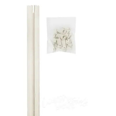 4 yards of 16mm #4.5 zipper chain and 16 Extra-Large Coordinated Pulls White