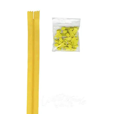 4 yards of 16mm #4.5 zipper chain and 16 Extra-Large Coordinated Pulls Dandelion