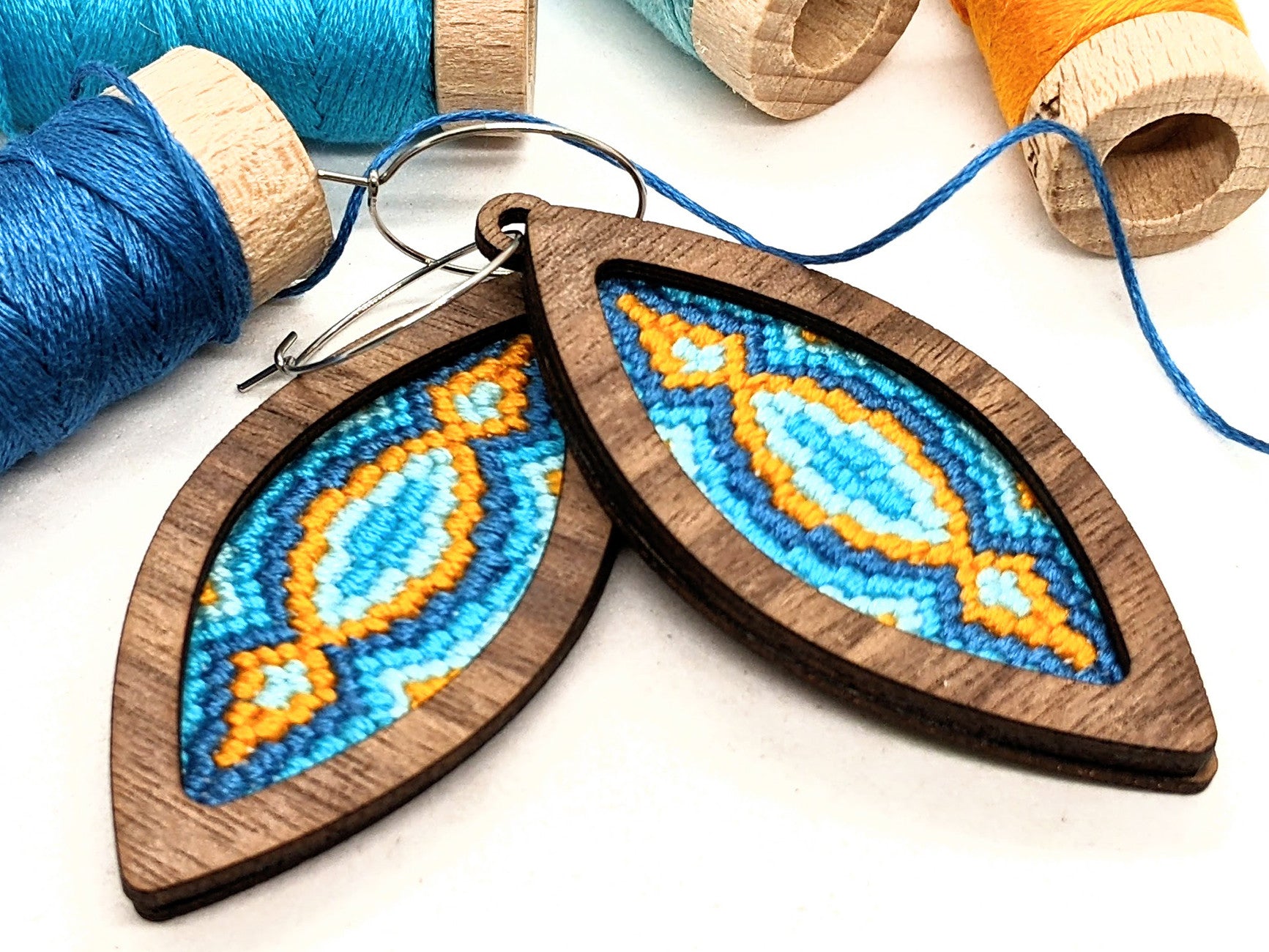 Convergence Bargello Earrings Walnut