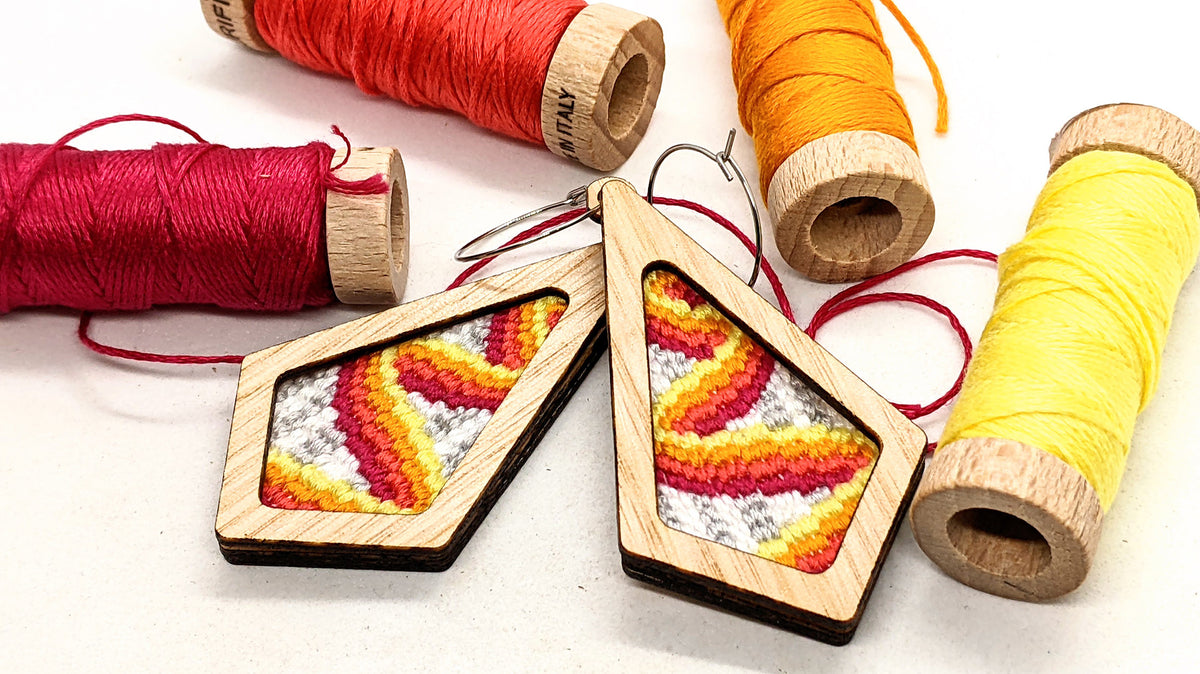 Pathways Bargello Earrings Eucalypt