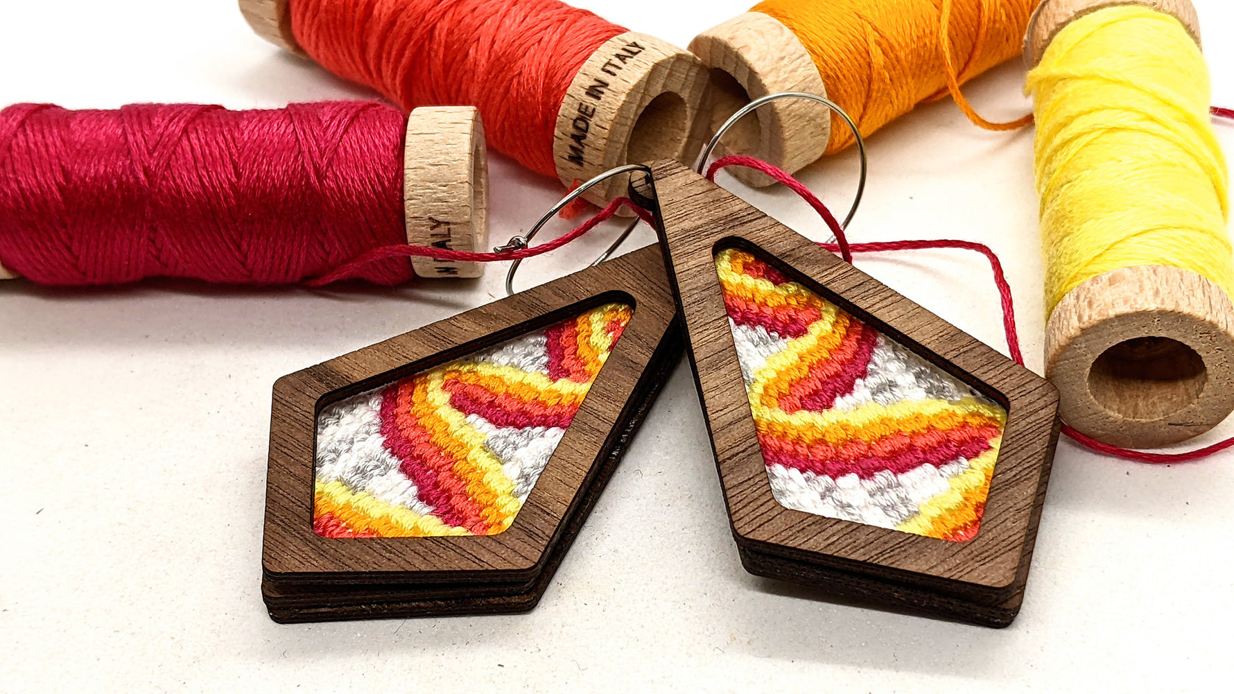 Pathways Bargello Earrings Walnut