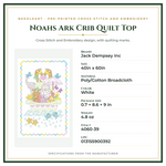 Product Specifications – Noahs Ark Crib Quilt Top