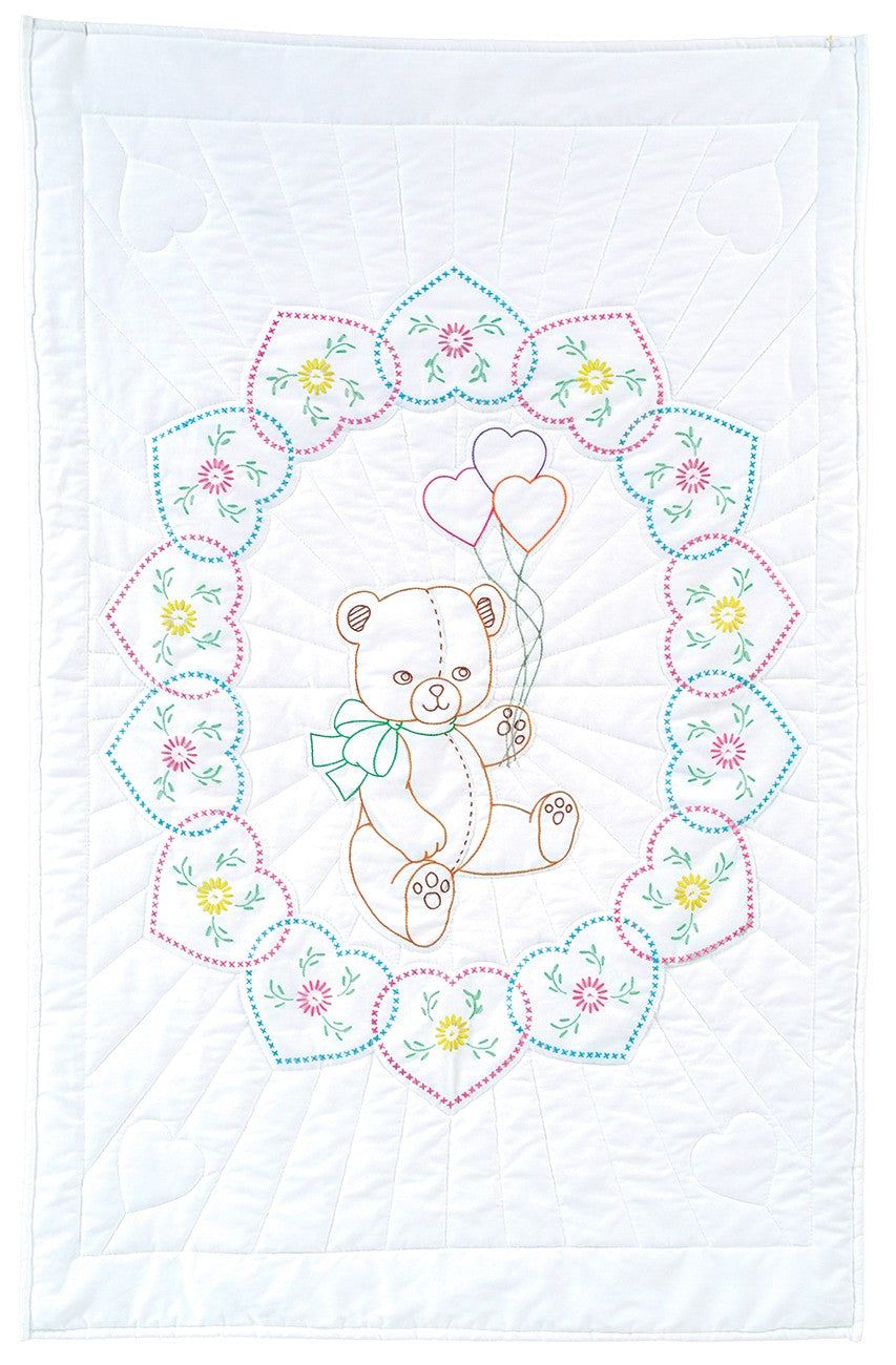 Bear with Balloons Crib Quilt Top