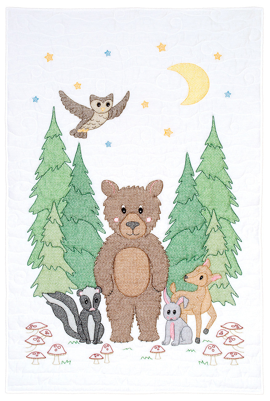 Woodland Bear Crib Quilt Top