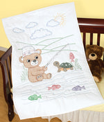 Fishing Bear Crib Quilt Top