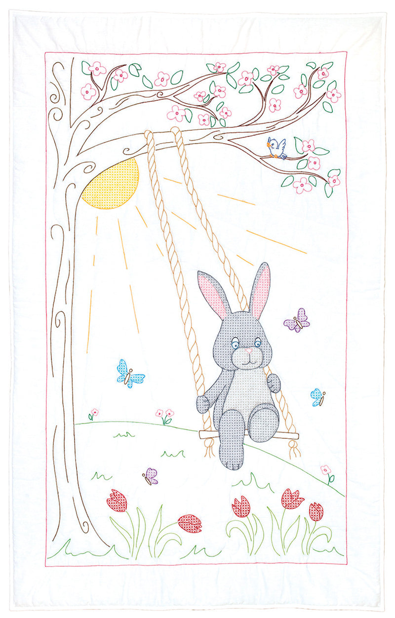 Swinging Bunny Crib Quilt Top