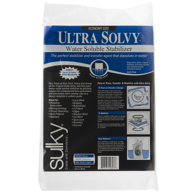 Ultra Solvy Extremely Firm & Stable Water Soluble Stabilizer 19 1/2in x 3yds
