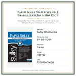 Product Specifications – Paper Solvy Water Soluble Stabilizer 8.5in x 11in 12 ct