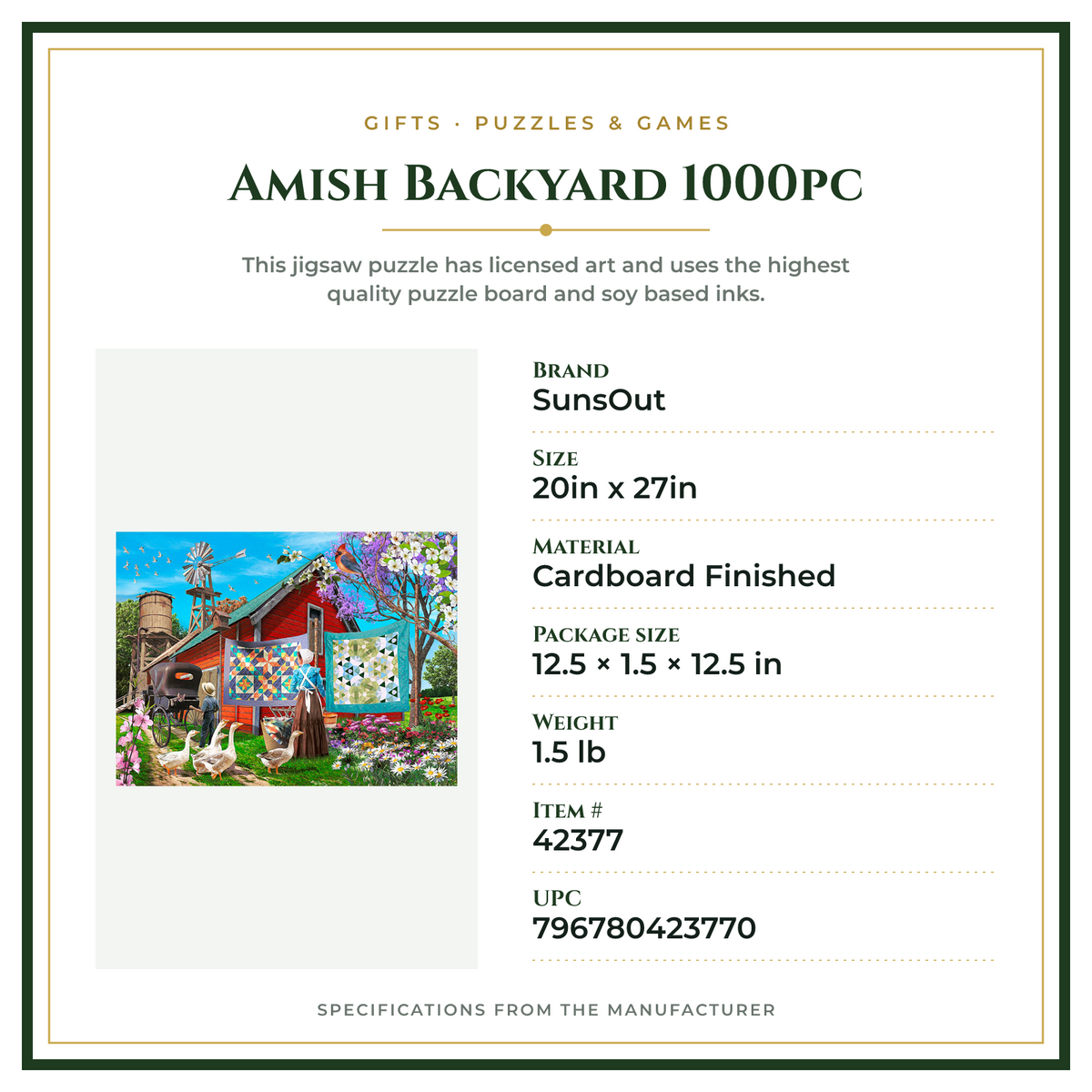 Product Specifications – Amish Backyard 1000pc