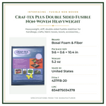 Product Specifications – Craf-tex Plus Double Sided Fusible Non-Woven Heavyweight