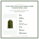 Product Specifications – Glide 40wt Polyester Thread 5,500 yd King Spool Aloe