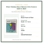 Product Specifications – Poly-Therm Heat Reflective Fleece 62in x 36in