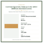 Product Specifications – Cotton Quilting Thread 3-ply 40wt 3000yds Mother Goose
