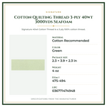 Product Specifications – Cotton Quilting Thread 3-ply 40wt 3000yds Seafoam