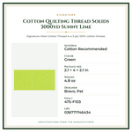 Product Specifications – Cotton Quilting Thread Solids 3000yd Sunny Lime