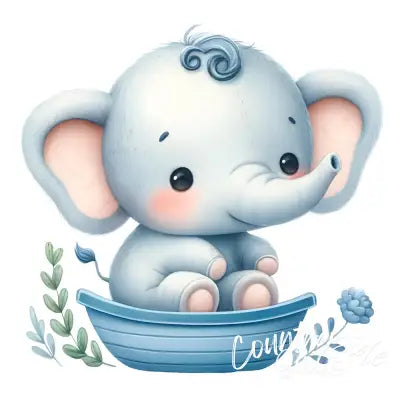 Baby Boy Elephant Fabric Panel 1