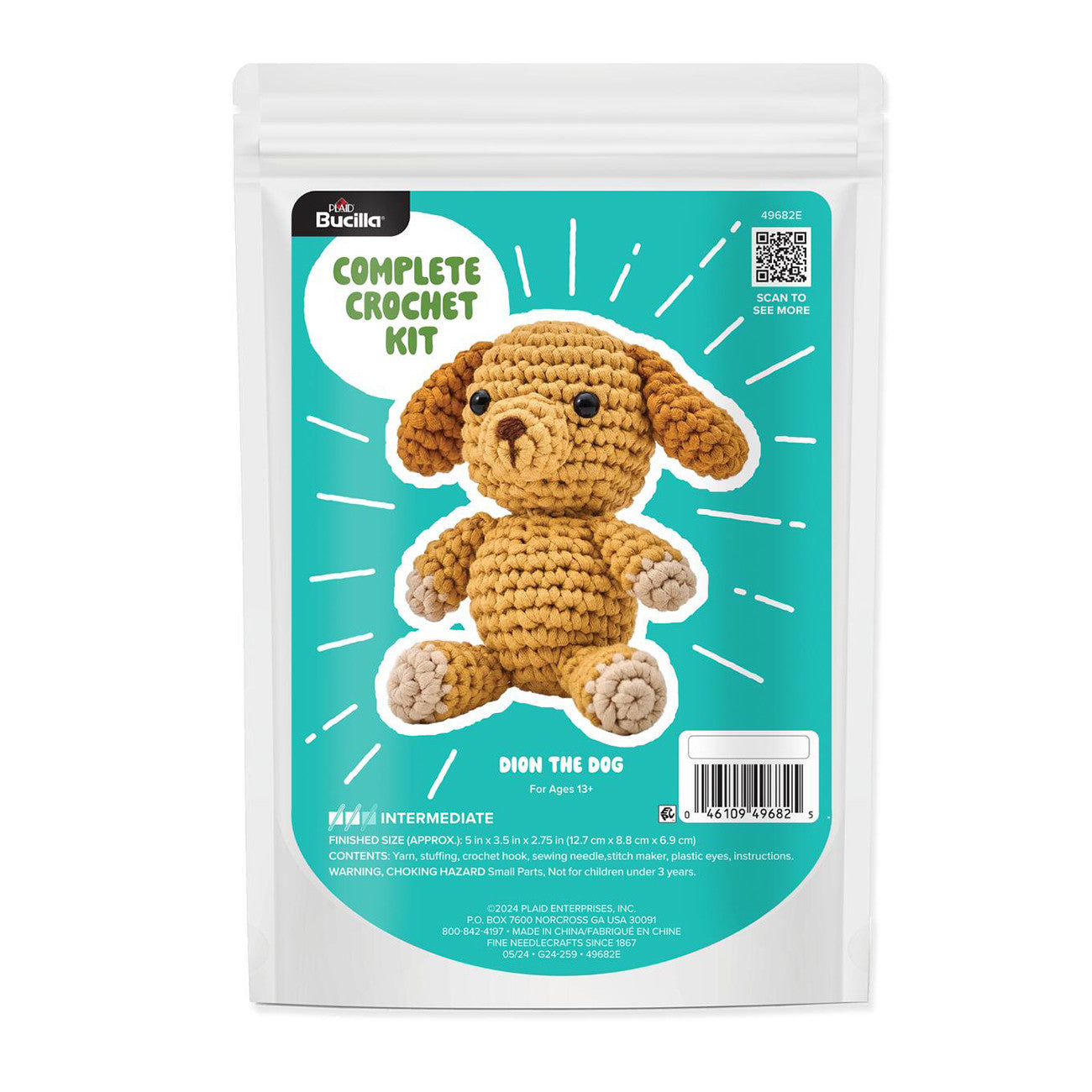 Bucilla Amigurumi Kit 5in Dion the Dog