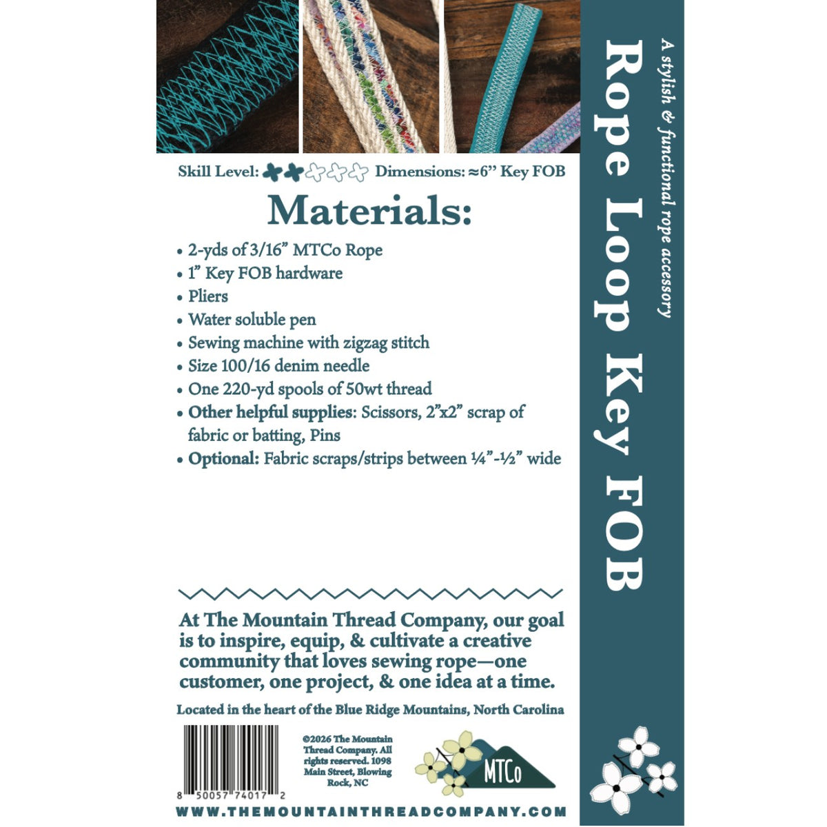 Rope Loop Key Fob Rope Sewing Pattern