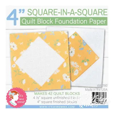4in Square in a Square Quilt Block Foundation Paper
