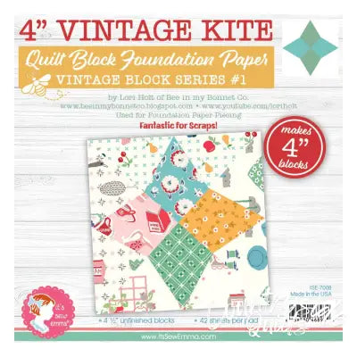 4in Vintage Kite Quilt Block Foundation Papers