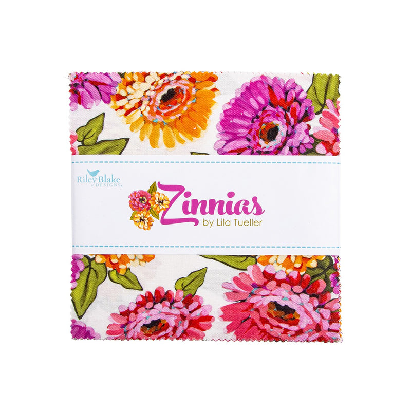 Zinnias 5in Squares, 42pcs/bundle