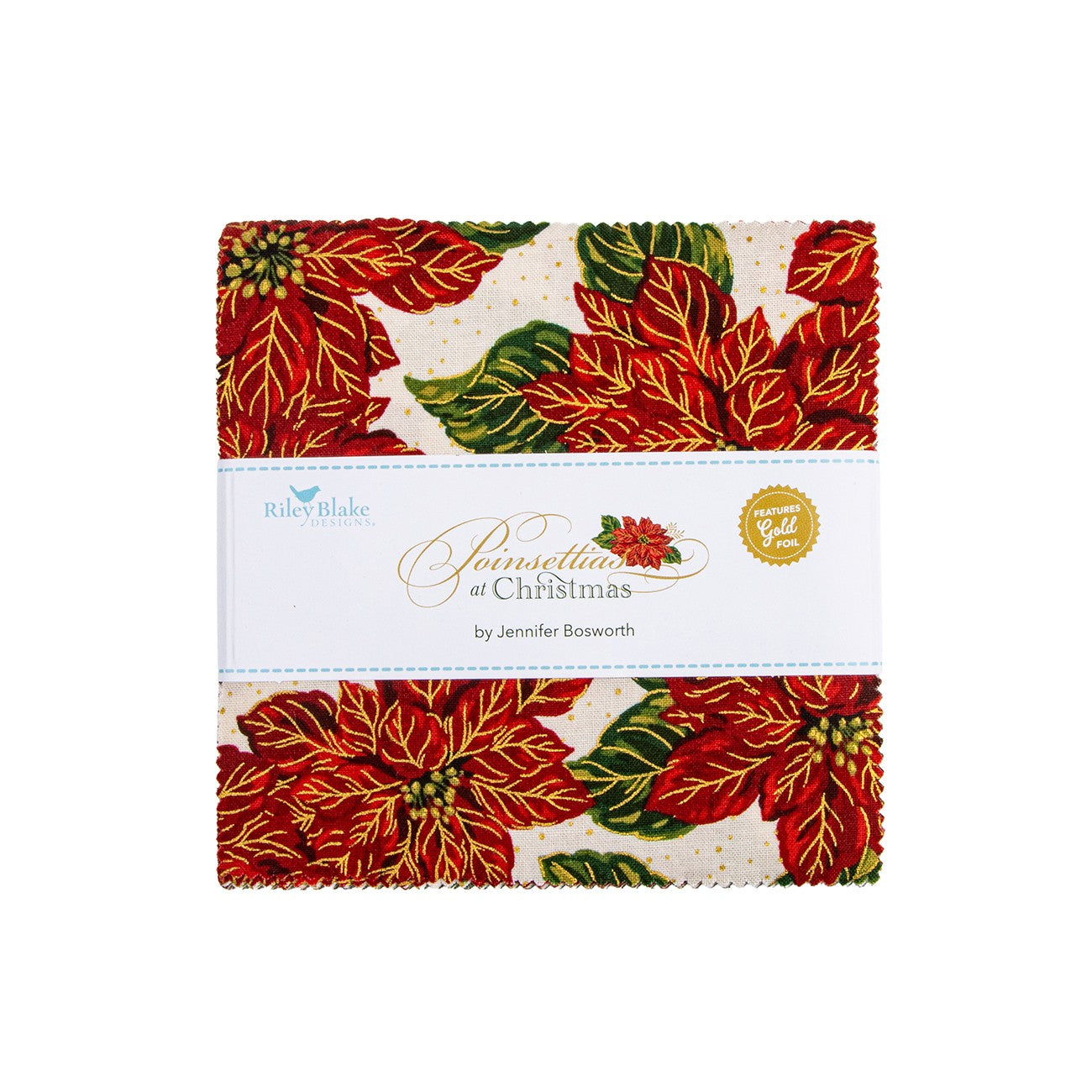 Poinsettias at Christmas 5in Squares, 42pcs/bundle