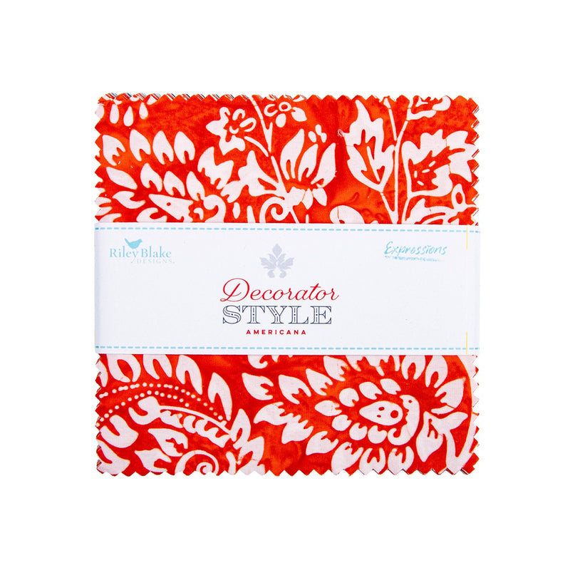 Batiks Decorator Style Americana 5 Inch Stacker B, 42 Pcs.