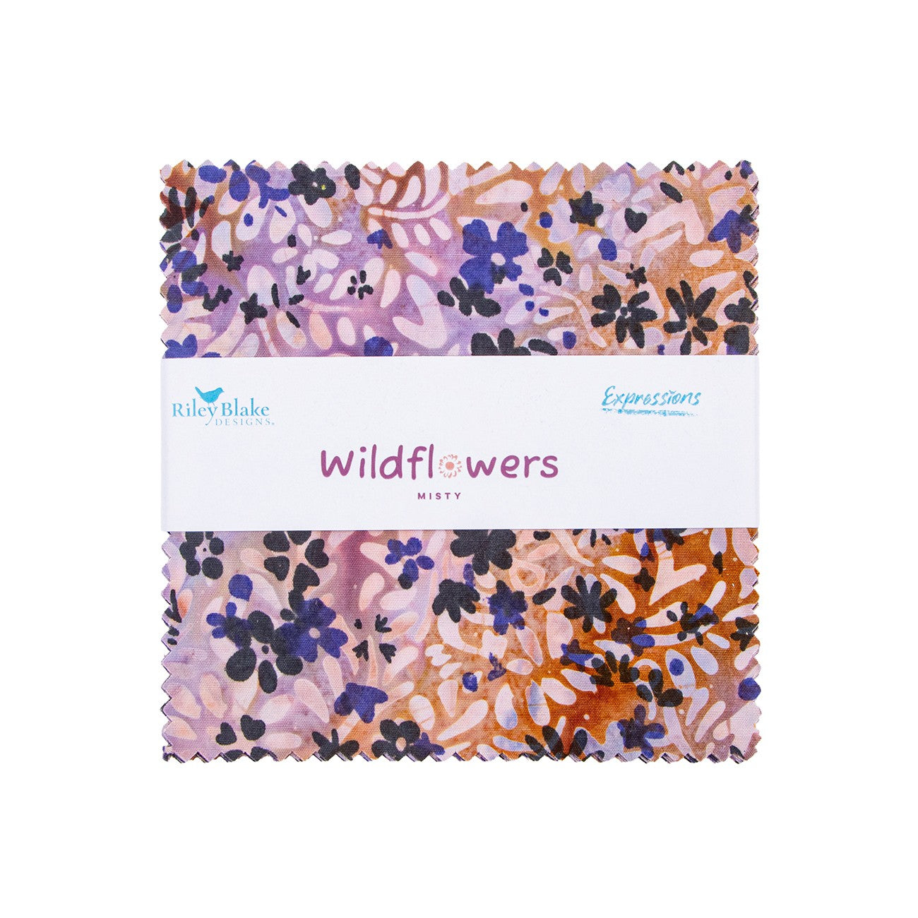Batiks Wildflowers Misty 5in Squares A, 42pcs