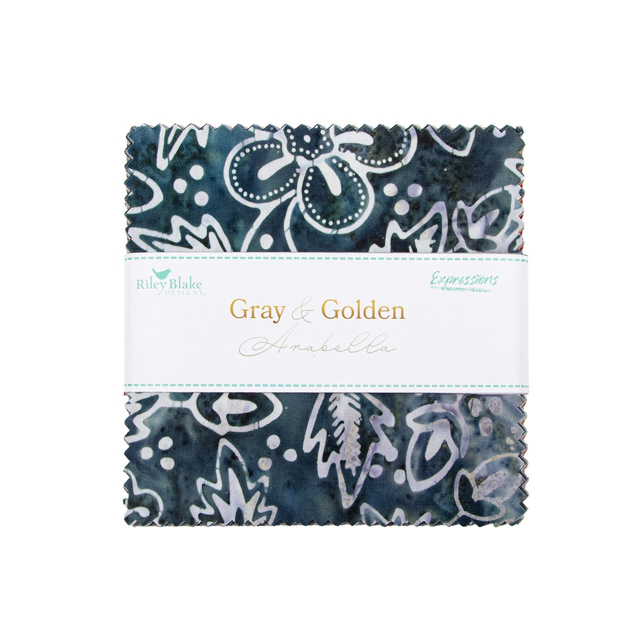 Batiks Gray & Golden Arabella 5in Squares, 42pcs